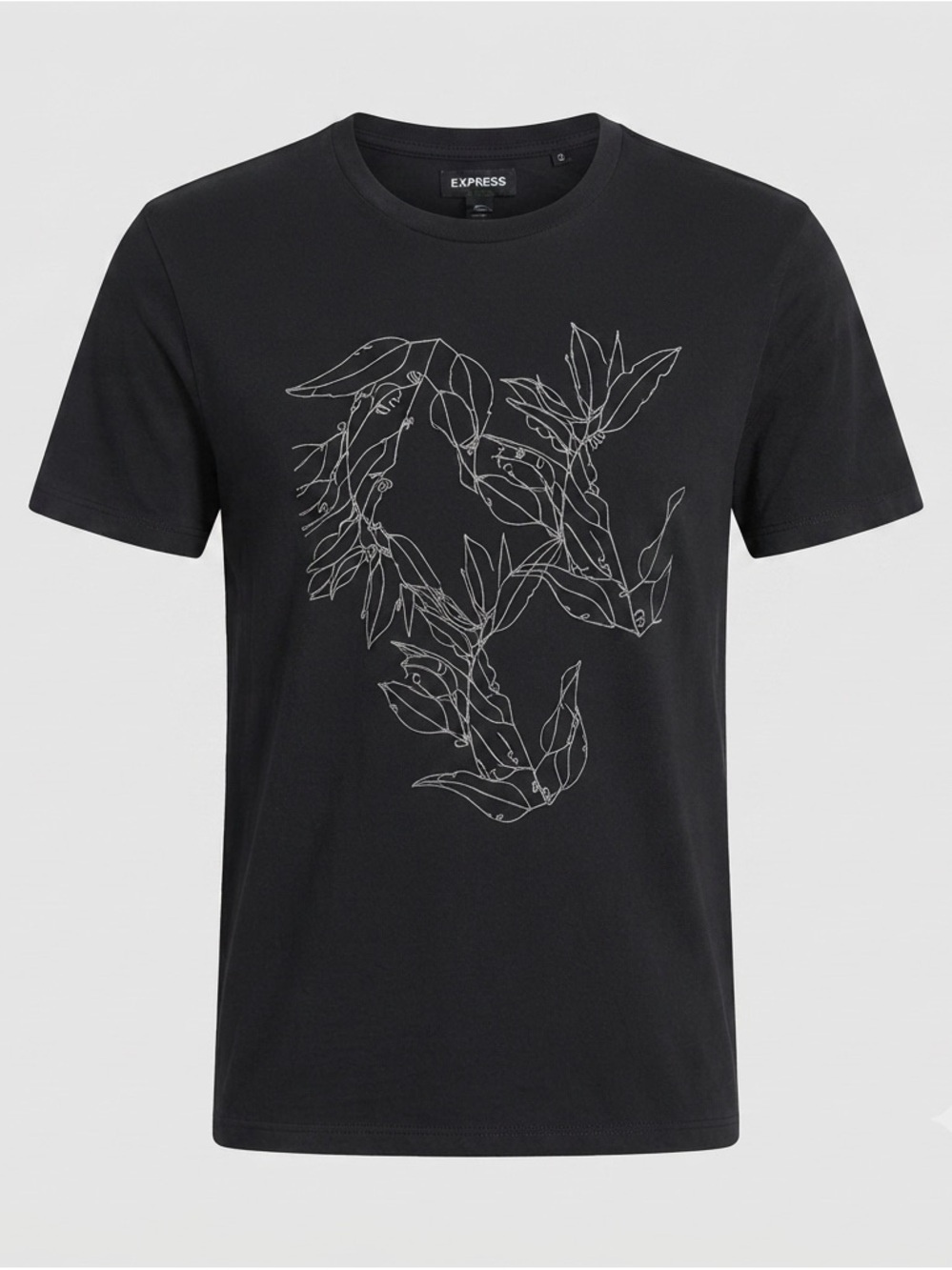Express Black Graphic T-Shirt Men’s Large Leaf Design Casual Tee